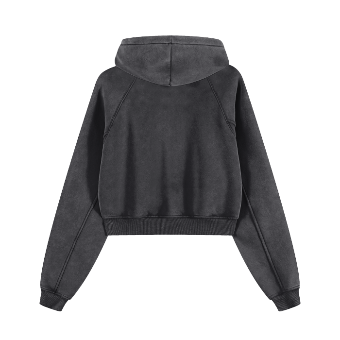 Washed Cropped Hoodie - DUMBFRESHCO