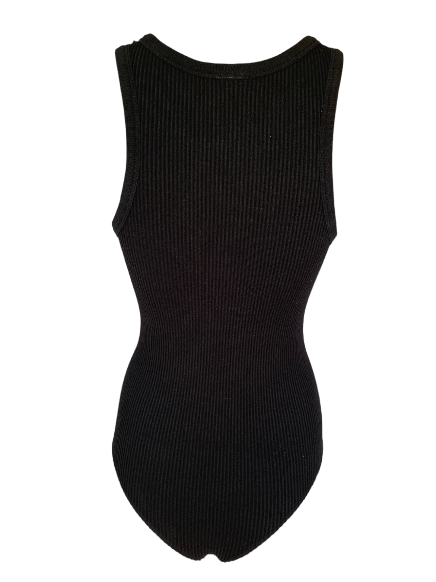 Black Ribbed Stretch Knit Bodysuit - DUMBFRESHCO
