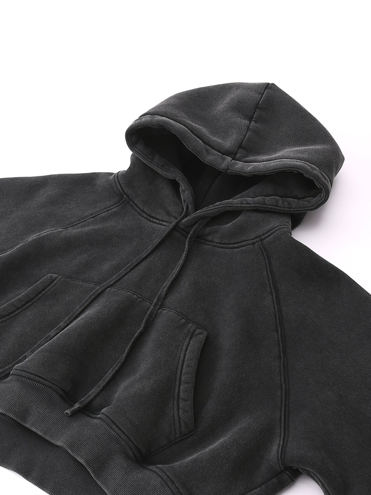 Washed Cropped Hoodie - DUMBFRESHCO
