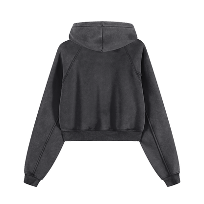 Washed Cropped Hoodie - DUMBFRESHCO