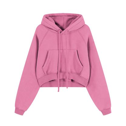 Washed Cropped Hoodie - DUMBFRESHCO