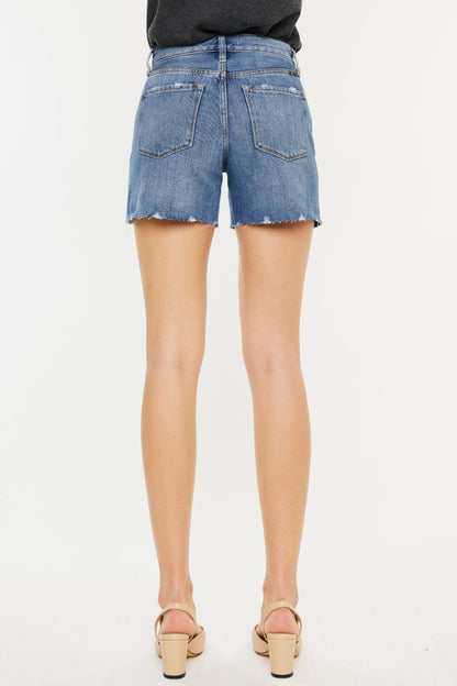 Distressed High Waist Denim Shorts - DUMBFRESHCO