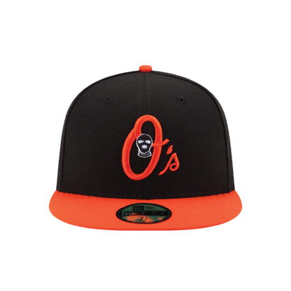 Baltimore Ski Mask Baseball Fitted Hat - DUMBFRESHCO