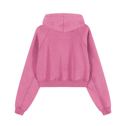 Washed Cropped Hoodie - DUMBFRESHCO